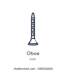 oboe icon from music outline collection. Thin line oboe icon isolated on white background.