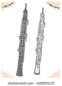 Oboe isolated on white. Vector illustration.