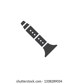 Oboe musical instrument vector icon. filled flat sign for mobile concept and web design. Clarinet glyph icon. Symbol, logo illustration. Pixel perfect vector graphics
