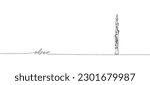 Oboe one line art. Continuous line drawing of wind, symphony, retro, clarinet, bass, oboe, sax, music, flute, jazz, orchestra, horn with an inscription, lettering, handwritten.