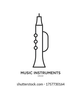 Oboe outline. Isolated  on white background.