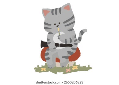 Oboe playing cat, wind ensemble
