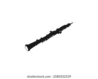 Oboe silhouette vector black icon. wind instrument logo illustration, clarinet silhouette. Vector simple flat graphic illustration. Oboe on the white background.