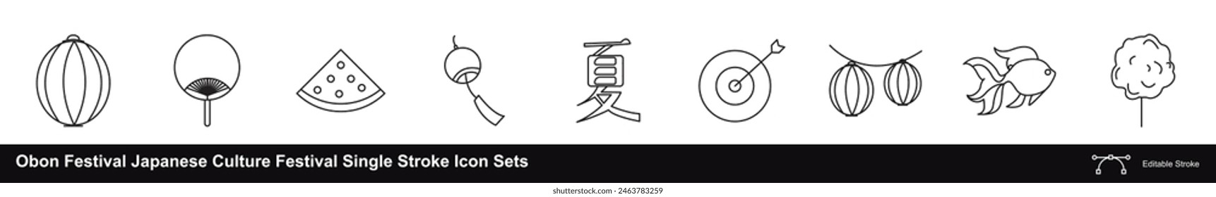 Obon Festival Japanese Culture Festival Single Stroke Icon Sets