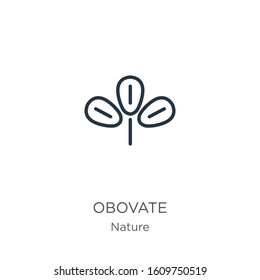 Obovate icon. Thin linear obovate outline icon isolated on white background from nature collection. Line vector sign, symbol for web and mobile