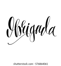 Obrigada. Vector lettering. Handritten illustration.