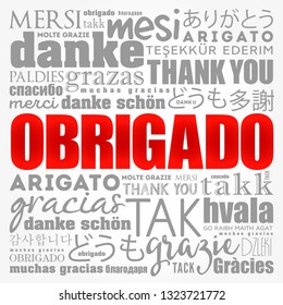 Obrigado (Thank You in Portuguese) Word Cloud in different languages
