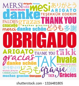 Obrigado (Thank You in Portuguese) Word Cloud in different languages