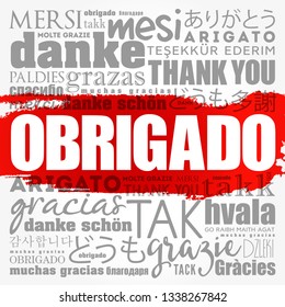 Obrigado (Thank You in Portuguese) Word Cloud in different languages