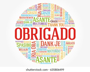 Obrigado (Thank You in Portuguese) Word Cloud background, all languages, multilingual for education or thanksgiving day
