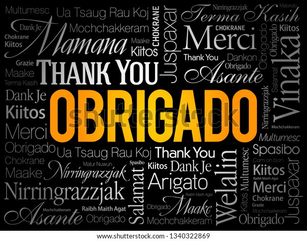 Obrigado Thank You Portuguese Word Cloud Stock Vector Royalty Free 1340322869