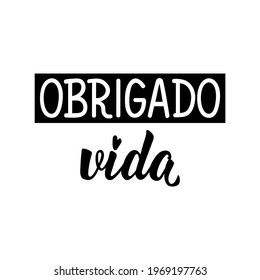 Obrigado vida. Brazilian Lettering. Translation from Portuguese - Thank you life. Modern vector brush calligraphy. Ink illustration