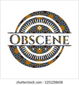 Obscene arabesque style emblem. arabic decoration.