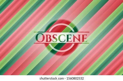 Obscene christmas colors style emblem. Vector Illustration. Detailed.