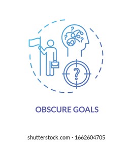 Obscure Goals Blue Concept Icon. Problem Solving. Chaos In Direction. Complicated Task. Unclear Target. Burnout Cause Idea Thin Line Illustration. Vector Isolated Outline RGB Color Drawing