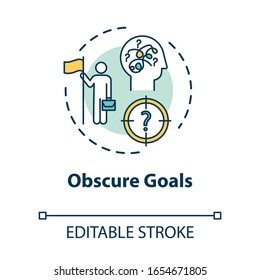 Obscure Goals Concept Icon. Chaos In Direction. Complicated Task. Unclear Target. Burnout Cause Idea Thin Line Illustration. Vector Isolated Outline RGB Color Drawing. Editable Stroke