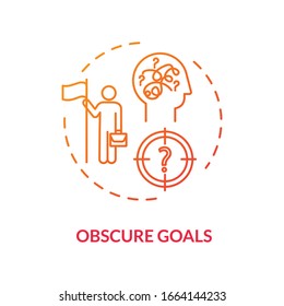 Obscure Goals Red Concept Icon. Problem With Job. Chaos In Direction. Complicated Task. Unclear Target. Burnout Cause Idea Thin Line Illustration. Vector Isolated Outline RGB Color Drawing