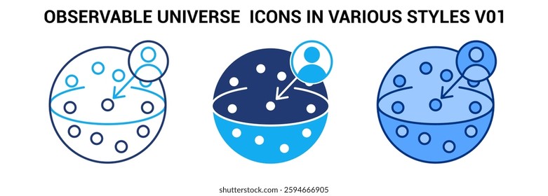 Observable Universe icon represented by Observable Universe symbol Blue, Dualline, Dualtone style.