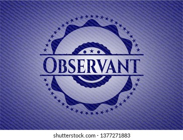 Observant emblem with jean high quality background