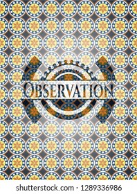 Observation arabic style badge. Arabesque decoration.