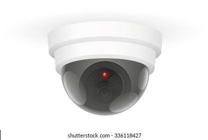 Observation Camera Ceiling Observing ceiling camera - isolated vector illustration over white background.