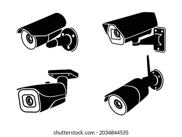 Observation CCTV camera icon set. Surveillance camera. Vector illustration