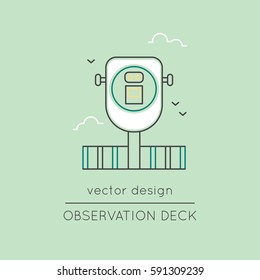 Observation deck vector thin line icon. Binocular. Colored isolated symbol. Logo template, element for travel agency products, tour brochure, excursion banner. Simple mono linear modern design.