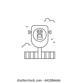 Observation deck vector thin line icon. Binocular. Isolated symbol. Logo template, element for travel agency products, tour brochure, excursion banner. Simple mono linear modern design.