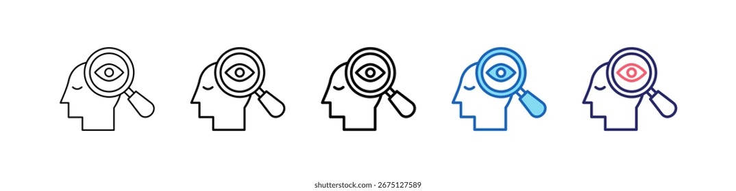 Icono De Observación En 5 Estilos Diferentes Establecer Colección.