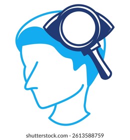 Observation icon represented by head, eye, magnifying glass Dualtone style.