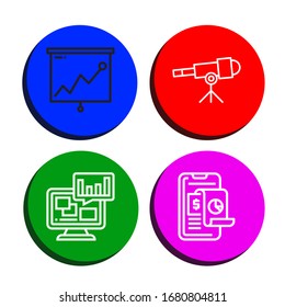 observation icon set. Collection of Analysis, Telescope icons