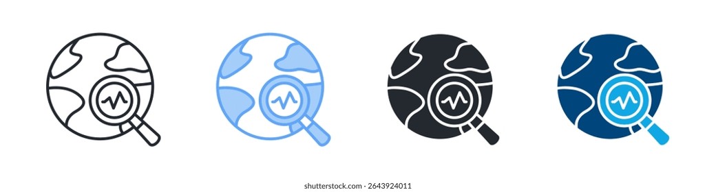 Conjunto de iconos de observación Estilo múltiple. Diseño En Contorno, Azul, Glifo, Doble Tono