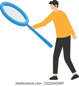 Observation or inspection to find out and discover useful information, Detective or investigate and analyze data, Looking through magnifying glass, Search for evidence


