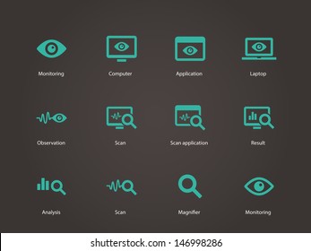 Observation and Monitoring icons. Vector illustration.