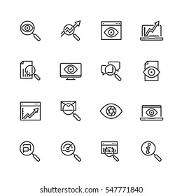 Observation And Monitoring Vector Icon Set In Thin Line Style