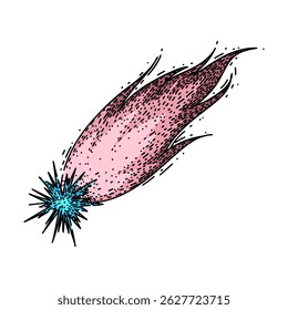 observation shooting star hand drawn. streak light, wish trail, atmosphere event observation shooting star vector sketch. isolated color illustration