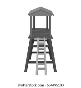 Observation tower for hunters.African safari single icon in monochrome style vector symbol stock illustration web.