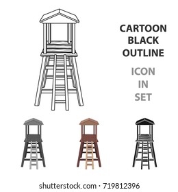 Observation tower for hunters.African safari single icon in cartoon style vector symbol stock illustration web.