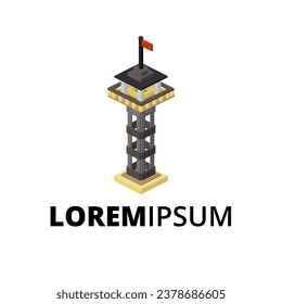 Observation tower logo for print and design. Vector illustration.