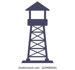 observation tower for the protection of the territory. black vector icon