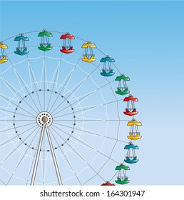 Observation wheel on sky background. Vector illustration.