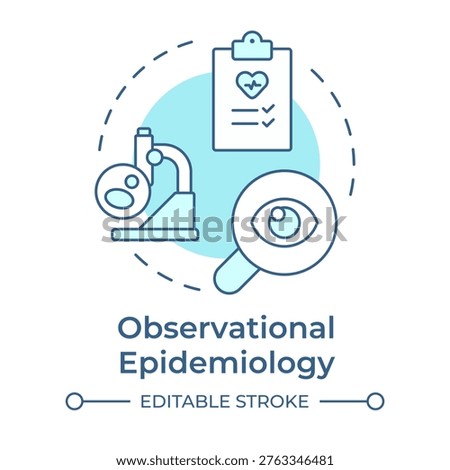 Observational epidemiology soft blue concept icon. Medical research, analysis data. Round shape line illustration. Abstract idea. Graphic design. Easy to use in presentation, booklet