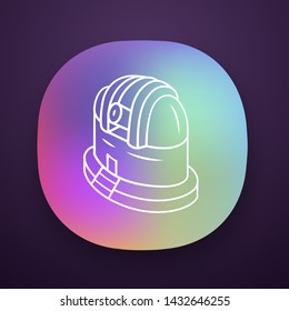 Observatory app icon. Observing terrestrial and celestial events. Astronomical observations. Starry sky analysis. UI/UX user interface. Web or mobile application. Vector isolated illustration
