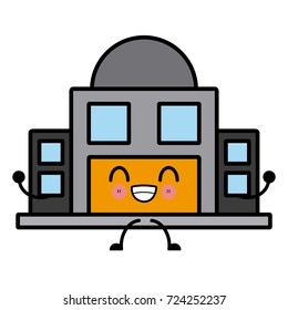 Observatory astronomy building cute kawaii cartoon