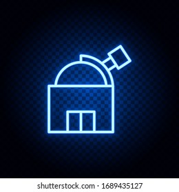 Observatory blue neon icon - Vector. Spage concept vector illustration.