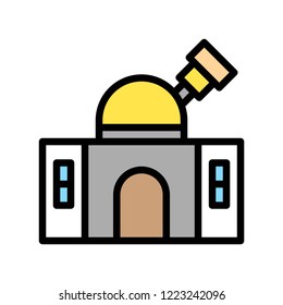 Observatory building editable stroke icon in flat design.