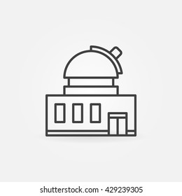 Observatory building icon - vector simple astronomical observatory with telescope symbol in thin line style