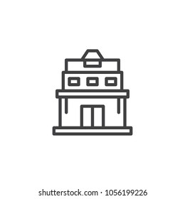 Observatory building outline icon. linear style sign for mobile concept and web design. Astronomy simple line vector icon. Symbol, logo illustration. Pixel perfect vector graphics