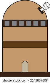 An observatory building with telescope - Science Illustration - vector 