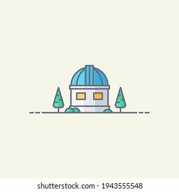 Observatory building vector icon illustration